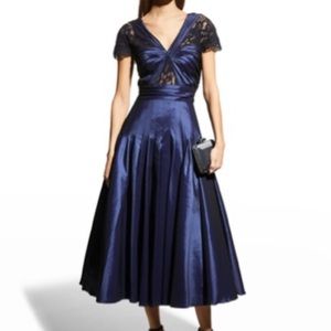 Tadashi Shoji Taffeta Cocktail Dress with Contrasting Lace